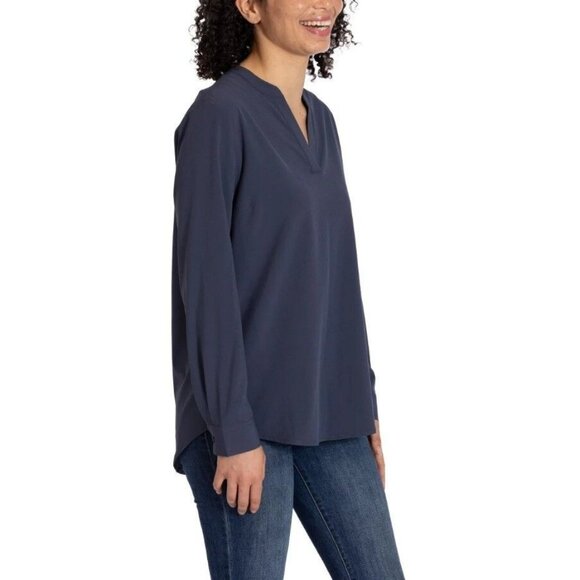 REV3 Women's V neck Top, Blue, Small - Picture 2 of 3